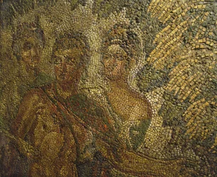 Mosaik aus einem antiken Gebäude unter den Kasernen der Kürassiere am Quirinal, Rom (Mosaik)